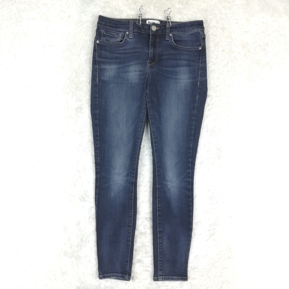 William Rast Womens Jeans Ankle Skinny Blue Denim Mid Rise Dark‎ Wash Stretch 27